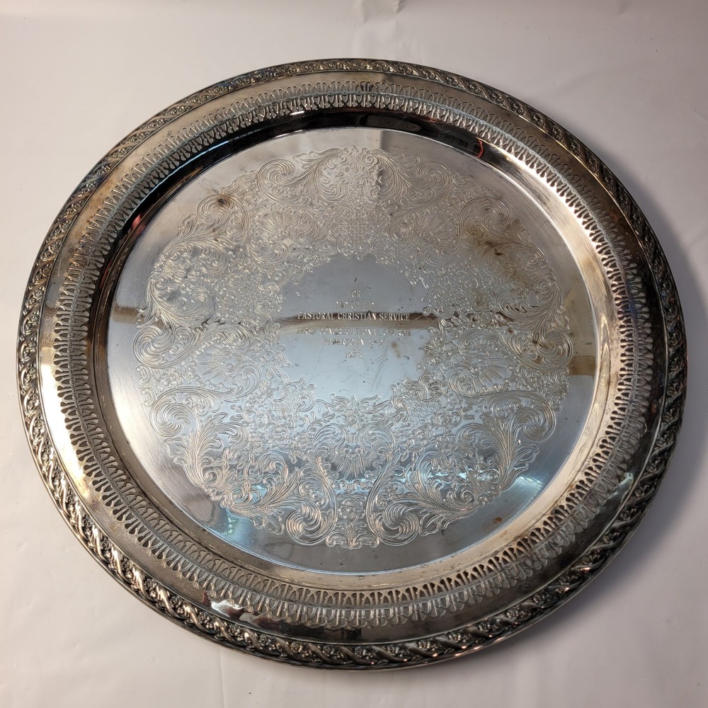 International Silver Co Serving Tray Vintage Camelot 6172 Rim 1978 Silverplate